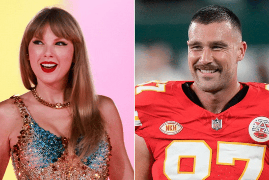 Pop Star in Glittering Sequin Dress Meets Football Hero in Jersey