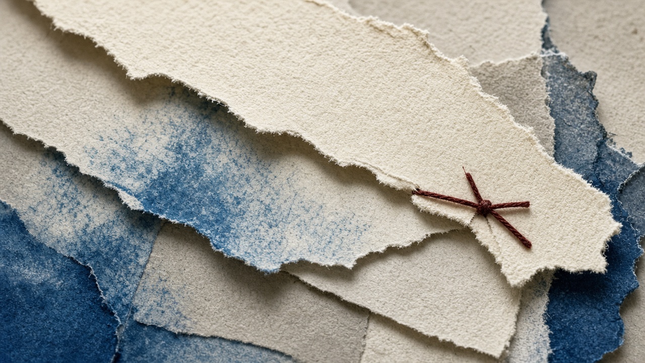 Torn cut-paper layers revealing blank switches underneath