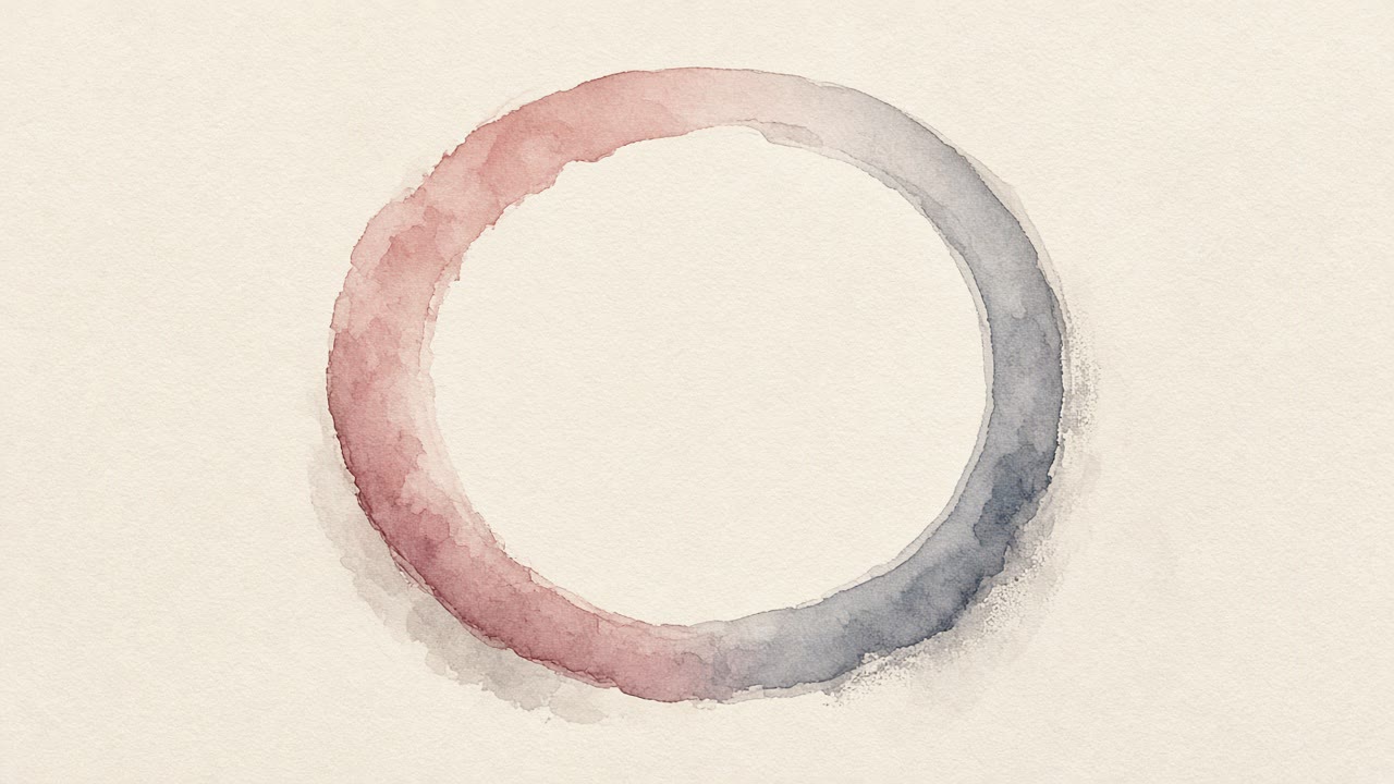 Floating empty oval frame with dusty rose and pewter wash on cream