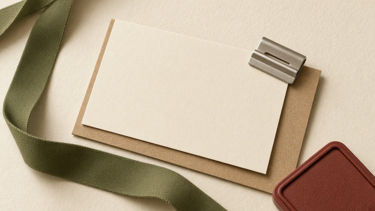 Sunlit kraft envelopes and blank address cards on a cream table